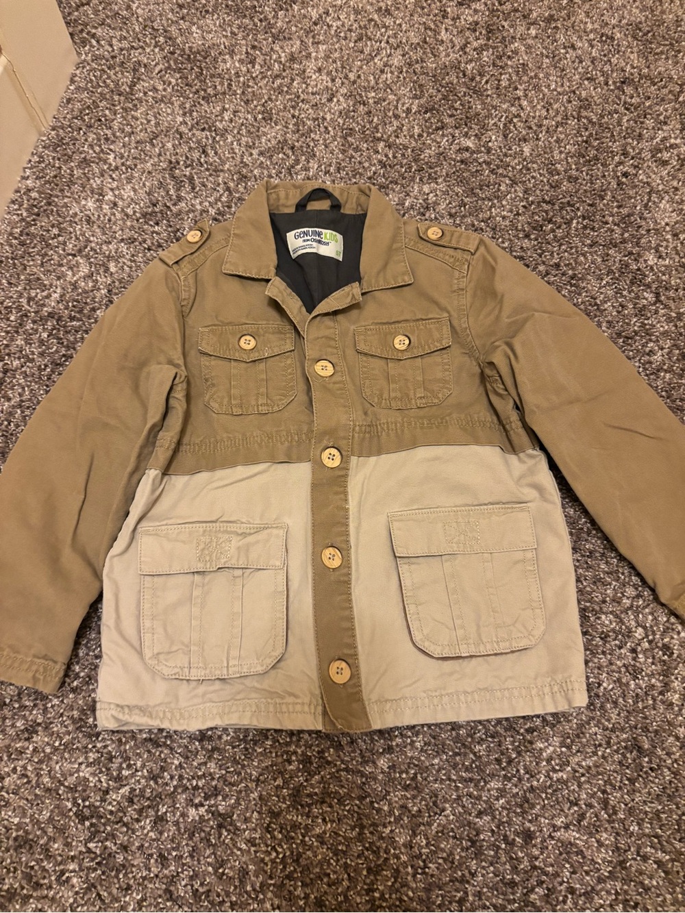 Oshkosh khaki button down jacket 5t
